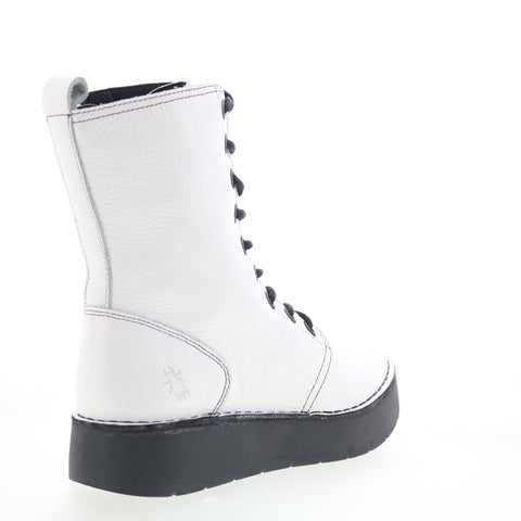 Fly London Rami RAMI043FLY-010 Womens White Leather Casual Dress Boots