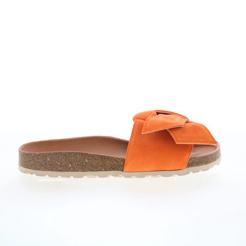 Miz Mooz Rani Womens Orange Suede Slip On Slides Sandals Shoes