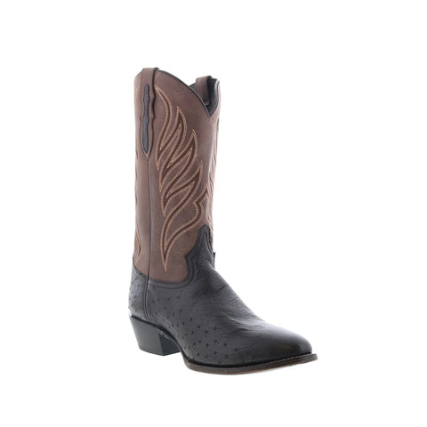 Tony Lama Ray Smooth Ostrich Round Toe Mens Black Wide Cowboy Western Boots