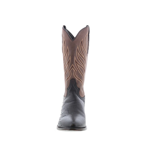Tony Lama Ray Smooth Ostrich Round Toe Mens Black Wide Cowboy Western Boots