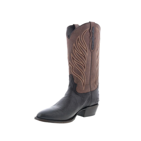 Tony Lama Ray Smooth Ostrich Round Toe Mens Black Wide Cowboy Western Boots