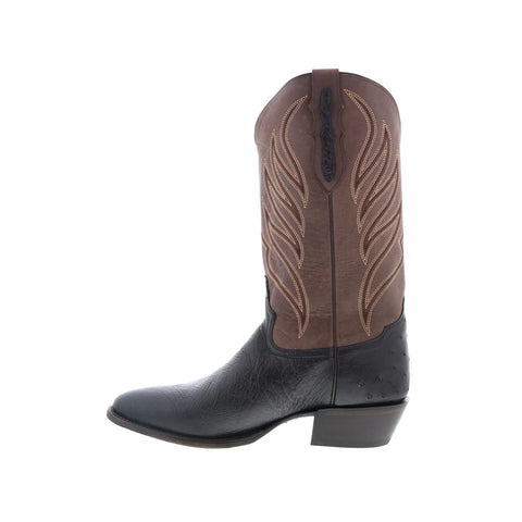 Tony Lama Ray Smooth Ostrich Round Toe Mens Black Wide Cowboy Western Boots