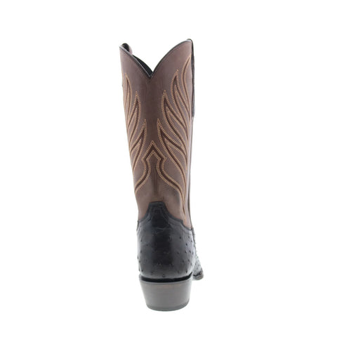 Tony Lama Ray Smooth Ostrich Round Toe Mens Black Wide Cowboy Western Boots