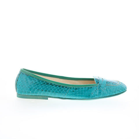 RD Company RD11 Womens Blue Leather Slip On Ballet Flats Shoes