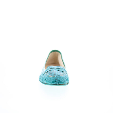 RD Company RD11 Womens Blue Leather Slip On Ballet Flats Shoes
