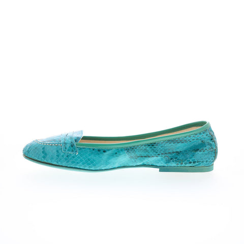 RD Company RD11 Womens Blue Leather Slip On Ballet Flats Shoes