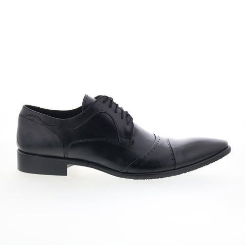 RD Company RD14 Mens Black Leather Lace Up Oxfords & Lace Ups Cap Toe Shoes
