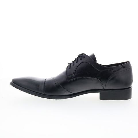 RD Company RD14 Mens Black Leather Lace Up Oxfords & Lace Ups Cap Toe Shoes