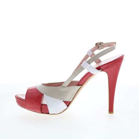 RD Company RD14 Womens Red Leather Hook & Loop Pumps Heels Shoes