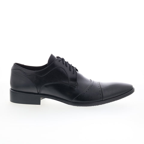 RD Company RD16 Mens Black Leather Lace Up Oxfords & Lace Ups Cap Toe Shoes