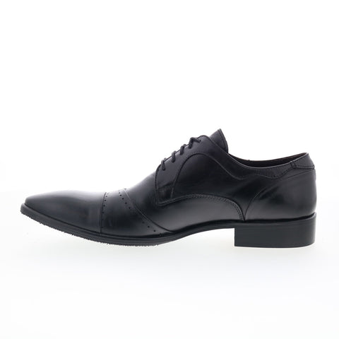 RD Company RD16 Mens Black Leather Lace Up Oxfords & Lace Ups Cap Toe Shoes