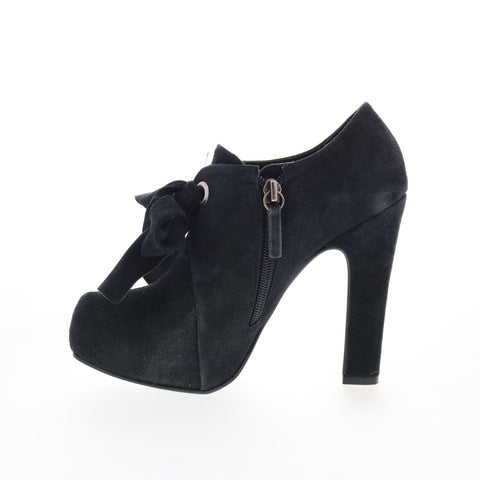 RD Company RD19 Womens Black Suede Zipper Pumps Heels Shoes