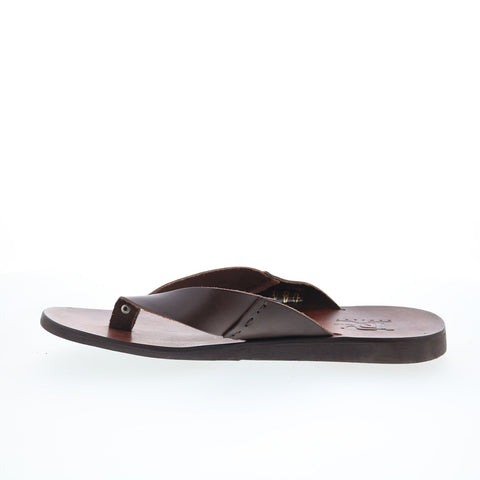 RD Company RD19 Mens Brown Leather Slip On Sandals Flip-Flops Shoes