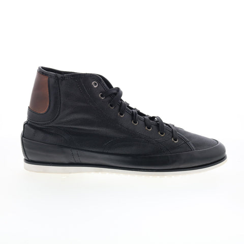 RD Company RD23 Mens Black Leather Lace Up Sneakers Lifestyle Shoes