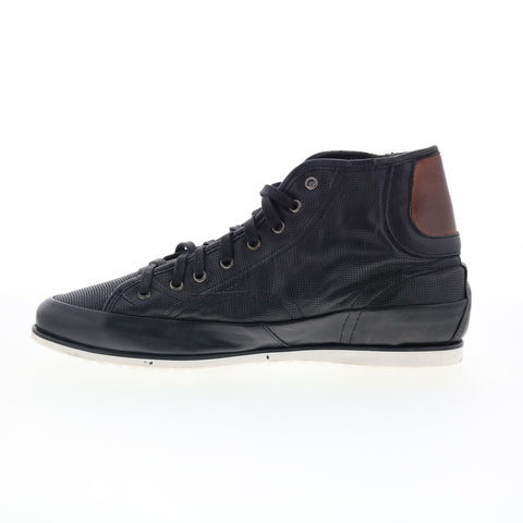 RD Company RD23 Mens Black Leather Lace Up Sneakers Lifestyle Shoes