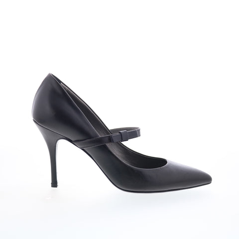 RD Company W-RD26 Womens Black Leather Slip On Pumps Heels Shoes