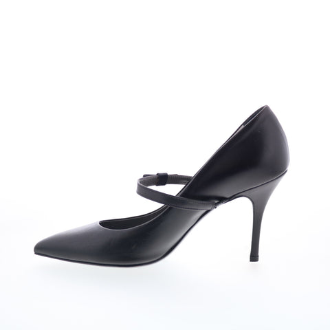 RD Company W-RD26 Womens Black Leather Slip On Pumps Heels Shoes