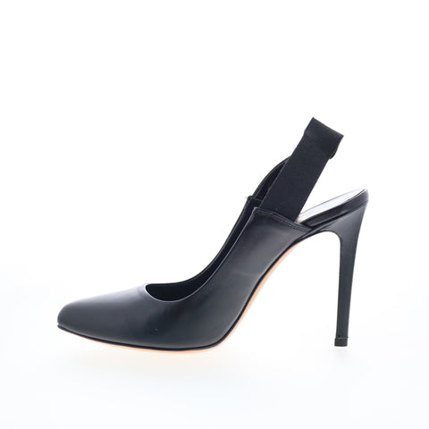 RD Company W-RD28 Womens Black Leather Slip On Pumps Heels Shoes