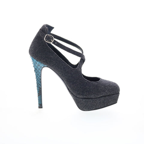 RD Company RD30 Womens Gray Canvas Hook & Loop Pumps Heels Shoes