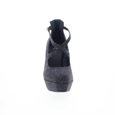 RD Company RD30 Womens Gray Canvas Hook & Loop Pumps Heels Shoes