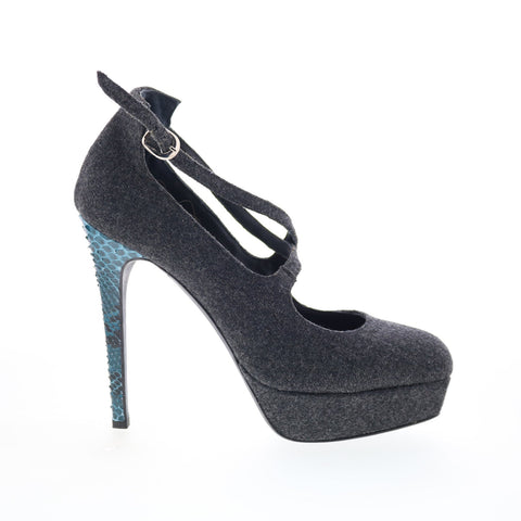 RD Company RD35 Womens Gray Canvas Hook & Loop Pumps Heels Shoes