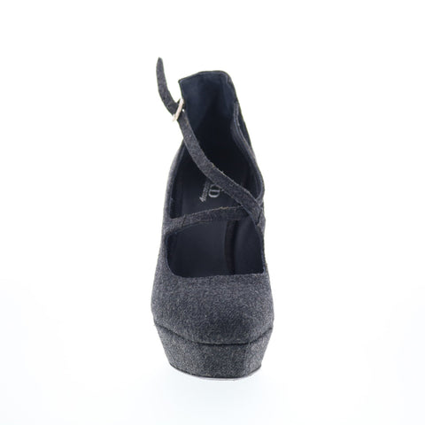 RD Company RD35 Womens Gray Canvas Hook & Loop Pumps Heels Shoes