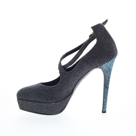 RD Company RD35 Womens Gray Canvas Hook & Loop Pumps Heels Shoes