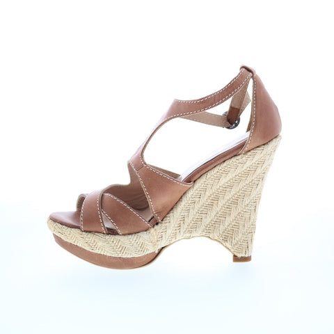 RD Company RD36 Womens brown Leather Hook & Loop Wedges Heels Shoes