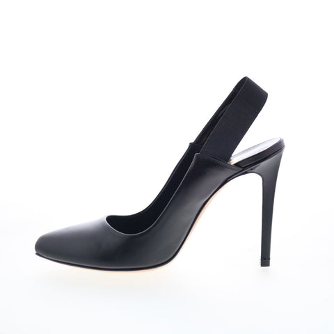 RD Company RD37 Womens Black Leather Slip On Pumps Heels Shoes