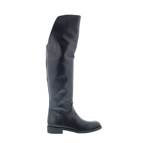 RD Company RD43 Womens Black Leather Zipper Over The Knee Boots