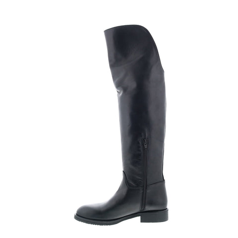 RD Company RD43 Womens Black Leather Zipper Over The Knee Boots