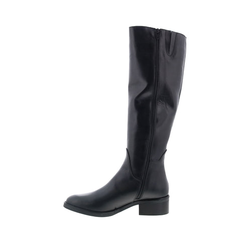 RD Company W-RD45 Womens Black Leather Zipper Knee High Boots