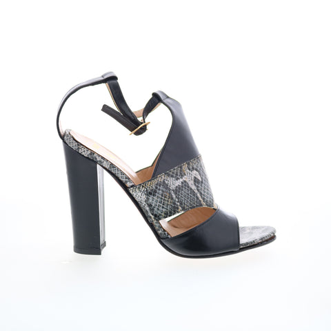 RD Company W-RD48 Womens Black Leather Hook & Loop Pumps Heels Shoes