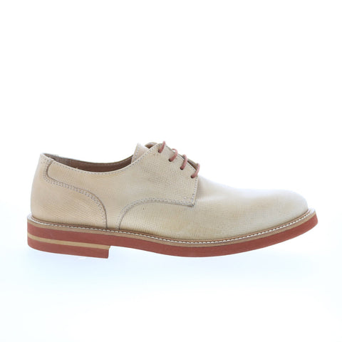 RD Company RD49 Mens Beige Leather Lace Up Oxfords & Lace Ups Plain Toe Shoes