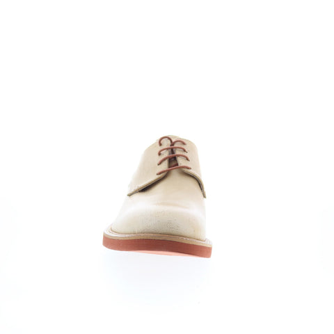 RD Company RD49 Mens Beige Leather Lace Up Oxfords & Lace Ups Plain Toe Shoes