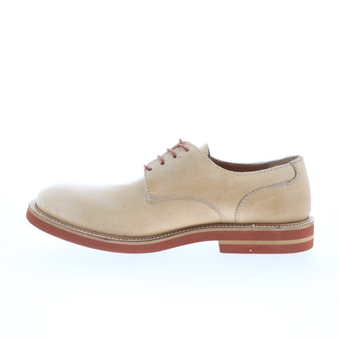 RD Company RD49 Mens Beige Leather Lace Up Oxfords & Lace Ups Plain Toe Shoes