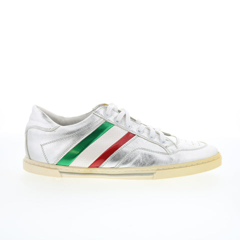 RD Company RD53 Mens Silver Leather Lace Up Sneakers Lifestyle Shoes
