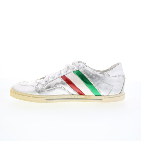 RD Company RD53 Mens Silver Leather Lace Up Sneakers Lifestyle Shoes