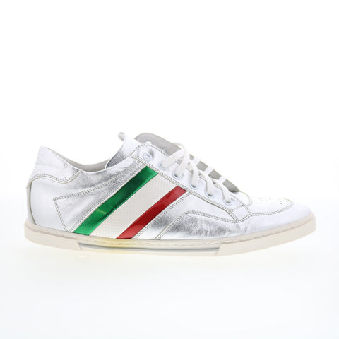 RD Company RD54 Mens Silver Leather Lace Up Sneakers Lifestyle Shoes