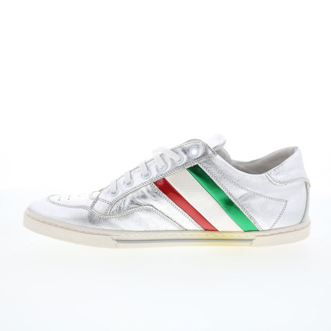 RD Company RD54 Mens Silver Leather Lace Up Sneakers Lifestyle Shoes