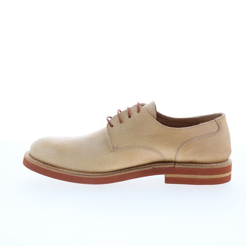 RD Company RD59 Mens Beige Leather Lace Up Oxfords & Lace Ups Plain Toe Shoes