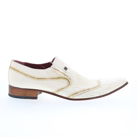 RD Company RD65 Mens White Leather Slip On Loafers & Slip Ons Casual Shoes