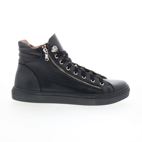 RD Company RD66 Mens Black Leather Lace Up Sneakers Lifestyle Shoes
