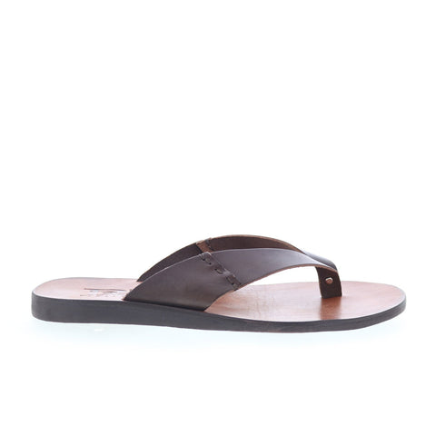 RD Company RD68 Mens Brown Leather Slip On Sandals Flip-Flops Shoes