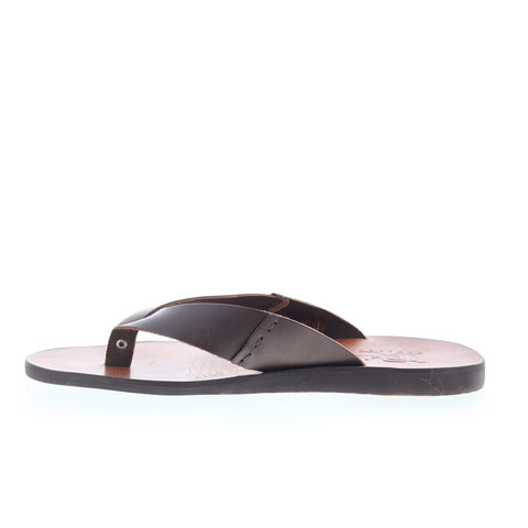 RD Company RD68 Mens Brown Leather Slip On Sandals Flip-Flops Shoes