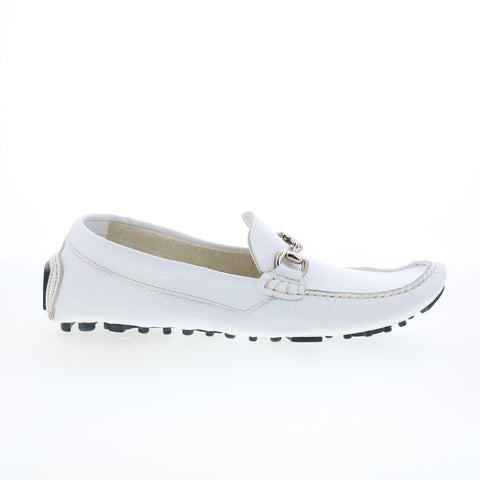 RD Company RD70 Mens White Leather Lace Up Loafers & Slip Ons Boat Shoes