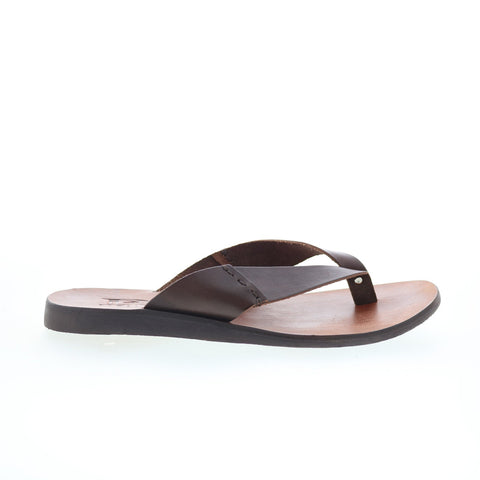 RD Company RD71 Mens Brown Leather Slip On Sandals Flip-Flops Shoes
