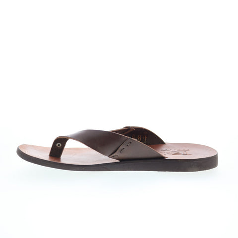 RD Company RD71 Mens Brown Leather Slip On Sandals Flip-Flops Shoes