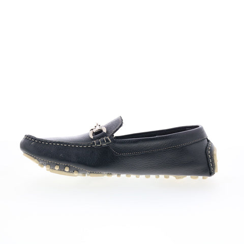 RD Company RD72 Mens Black Leather Slip On Loafers & Slip Ons Moccasin Shoes