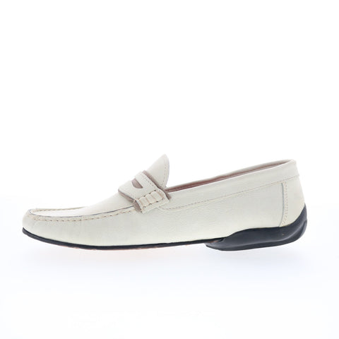 RD Company RD74 Mens White Leather Slip On Loafers & Slip Ons Casual Shoes